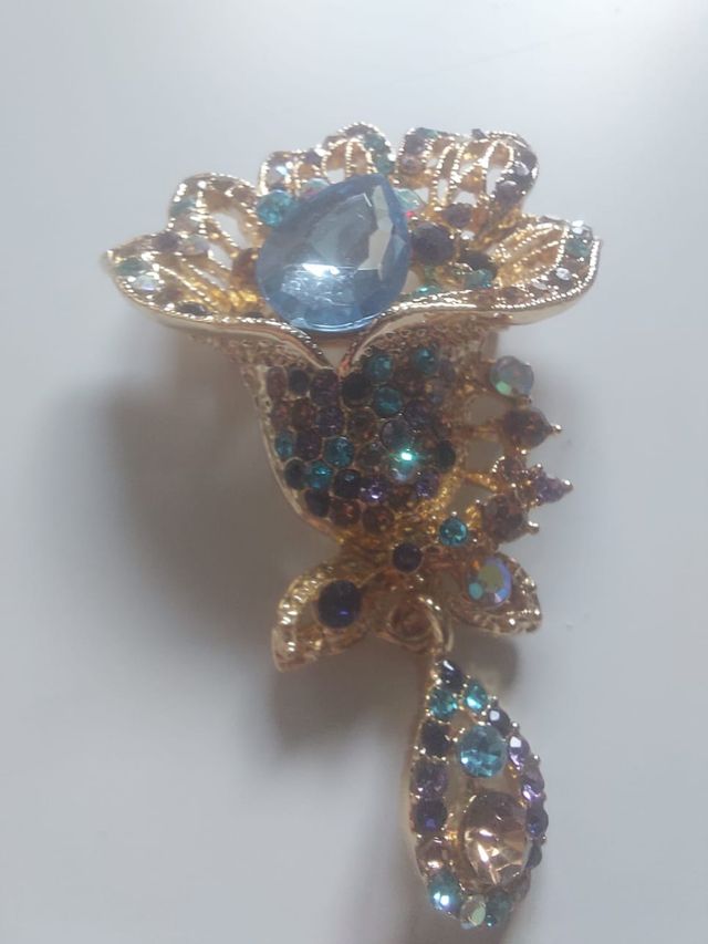 Broche Flor brillante multicolor bisutería regalo