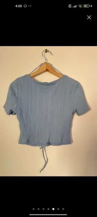 Top Zara manga corta azul L