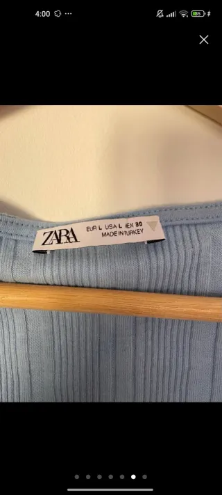 Top Zara manga corta azul L