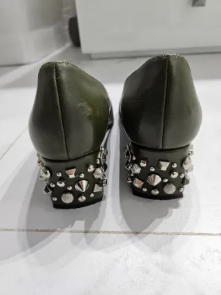 Zapatos Lodi tacón ancho bajo verde