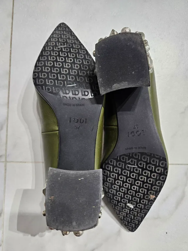 Zapatos Lodi tacón ancho bajo verde