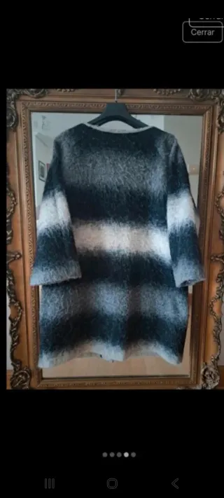 Chaquetón lana rayas negro y gris