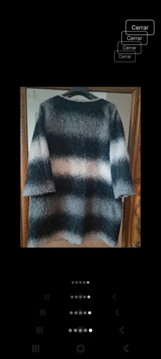 Chaquetón lana rayas negro y gris