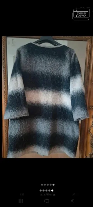 Chaquetón lana rayas negro y gris