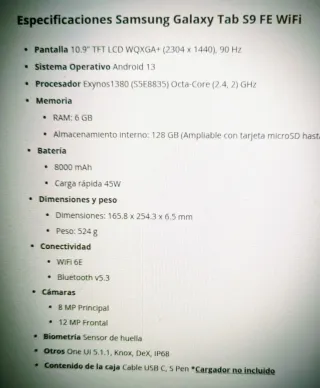 Samsung Tab S9 FE + Funda con Teclado + Protector
