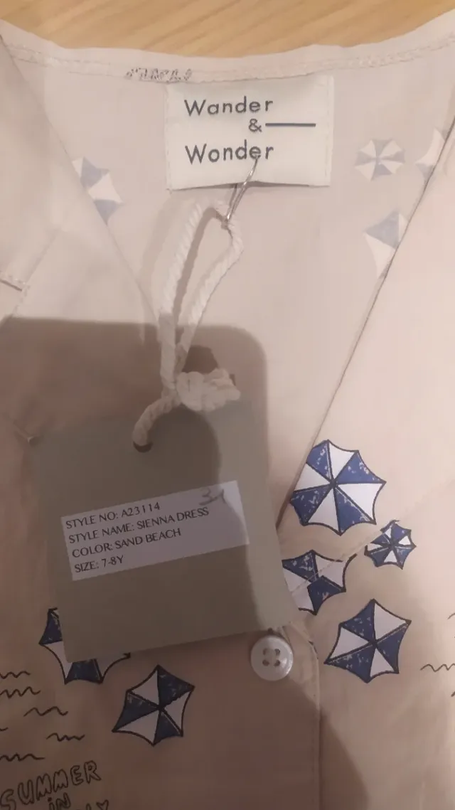 Vestido Verano Niña Beige y Azul