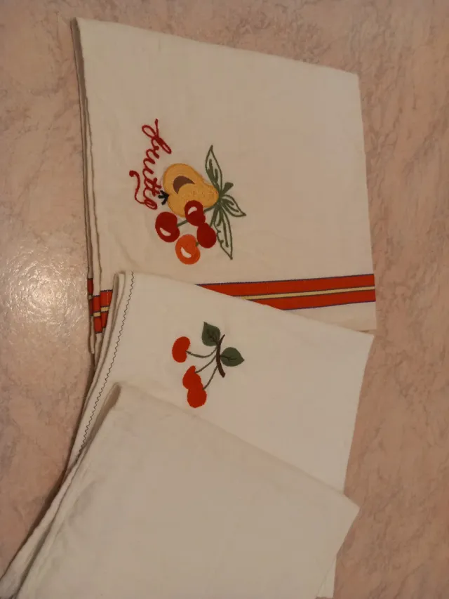 4 Tovaglioli Cotone Ricamati Frutta