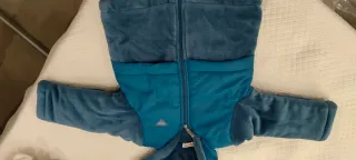 Cappotto neonato blu in pile e tessuto