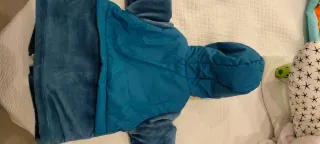 Cappotto neonato blu in pile e tessuto