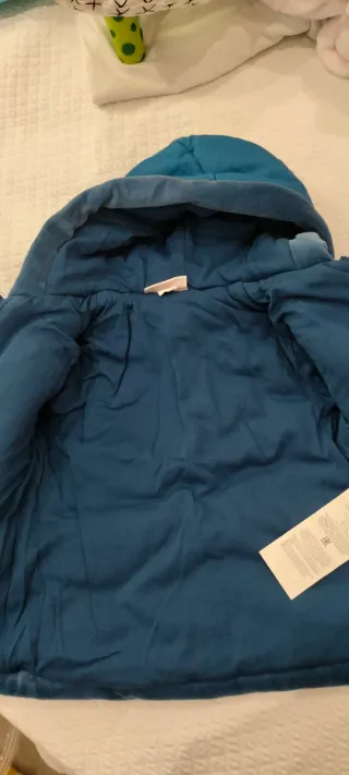 Cappotto neonato blu in pile e tessuto