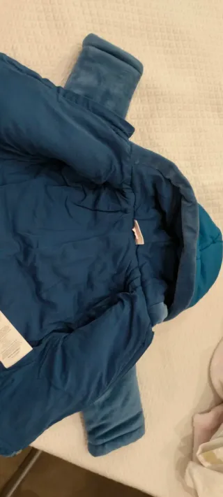 Cappotto neonato blu in pile e tessuto