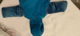 Cappotto neonato blu in pile e tessuto