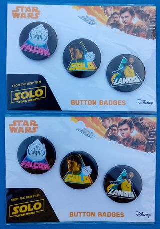 Spillette Button Badges Star Wars film "Solo" (x2)