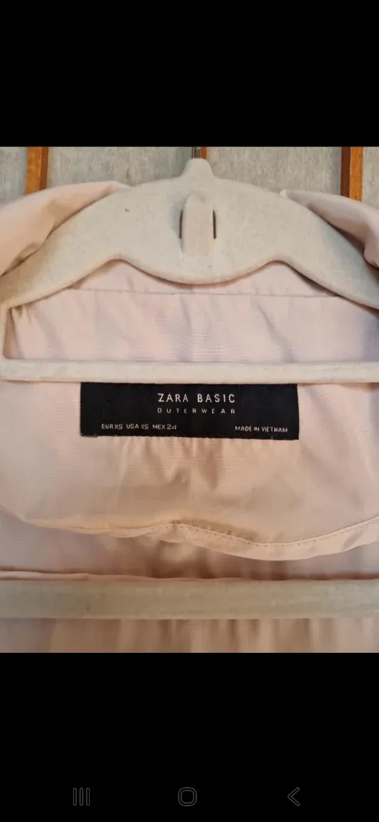 Parka Zara Basic Talla XS Rosa