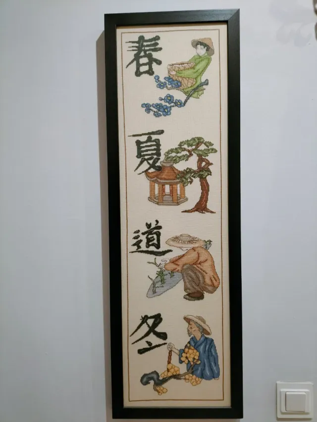 Cuadro punto de cruz estaciones