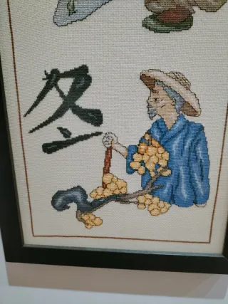 Cuadro punto de cruz estaciones