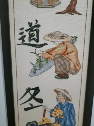 Cuadro punto de cruz estaciones