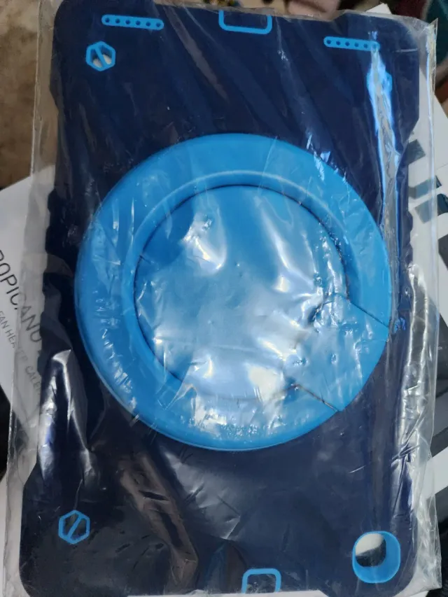 Funda para tablet azul con soporte giratorio