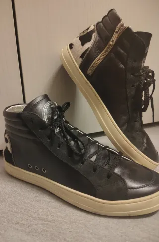 P448 Sneakers Pelle Nera Cavallino Tg 37.