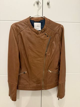 Chaqueta cuero Mango Talla M piel auténtica