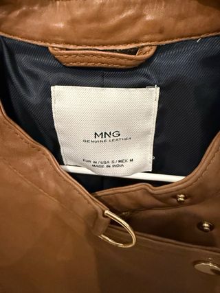 Chaqueta cuero Mango Talla M piel auténtica