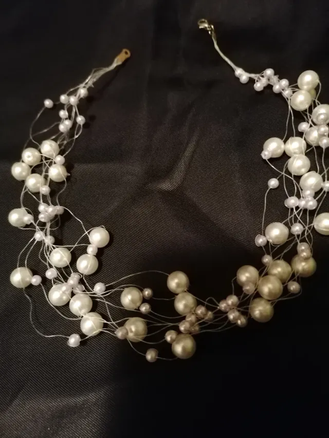 Collana perle multistrato argento