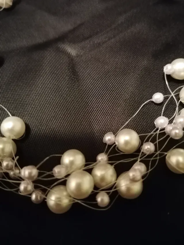 Collana perle multistrato argento