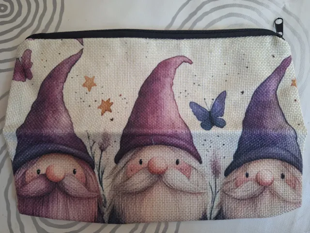Neceser gnomos morado y beige