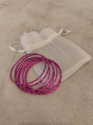 Set bracciali rosa e argento