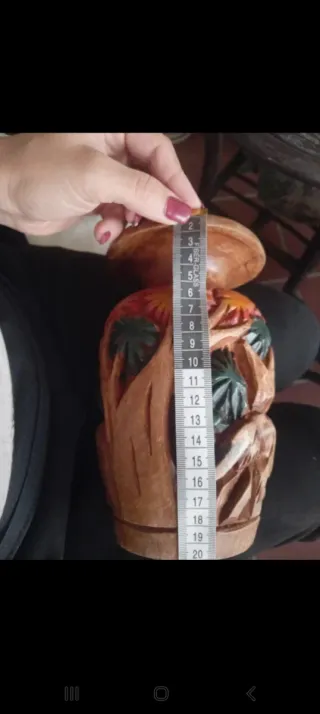 Coppia Vasi Legno Intagliato Floreale