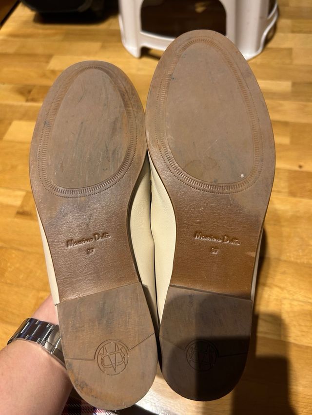 Mocasines piel beige Massimo Dutti