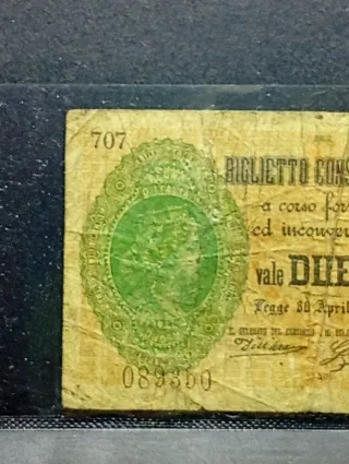 2 Lire del 1880 Biglietto Consorziati del Regno