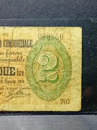 2 Lire del 1880 Biglietto Consorziati del Regno