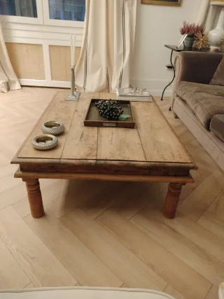 Mesa de centro madera maciza rústica