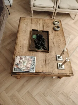 Mesa de centro madera maciza rústica