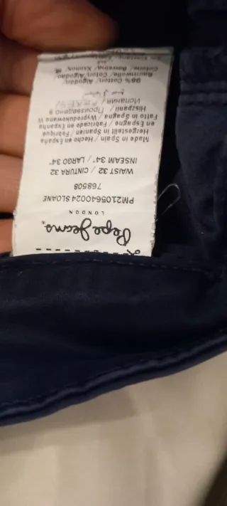 Pepe Jeans Chinos Hombre Talla 32 Azul Marino