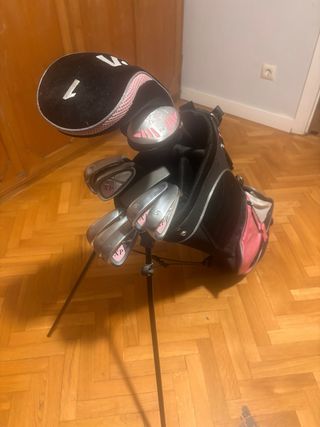 Bolsa y palos de golf mujer