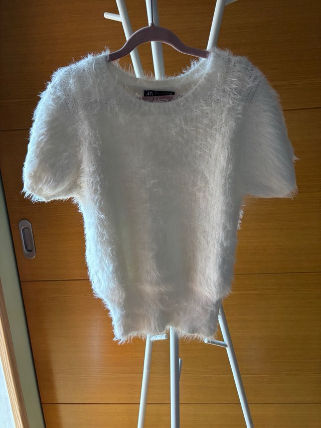 Jersey blanco peluche manga corta