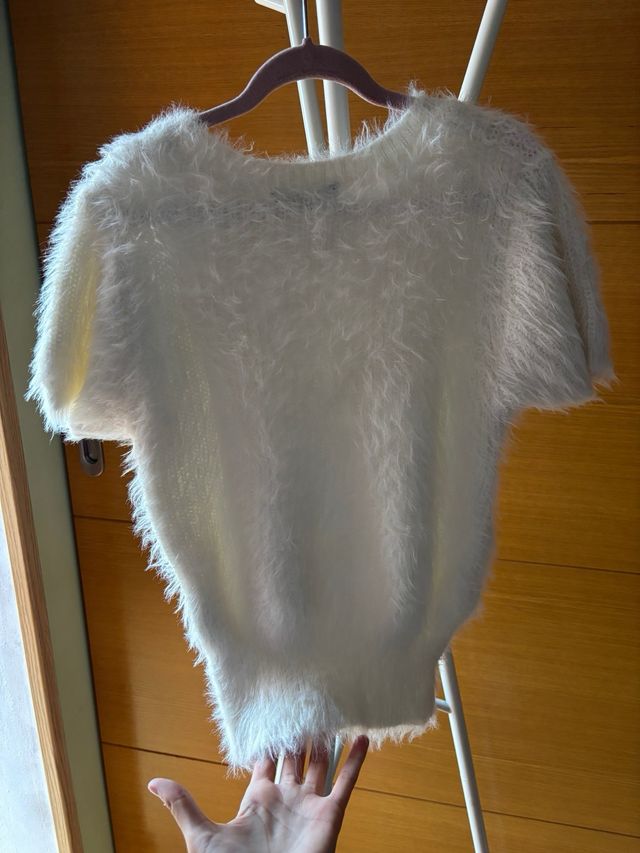 Jersey blanco peluche manga corta