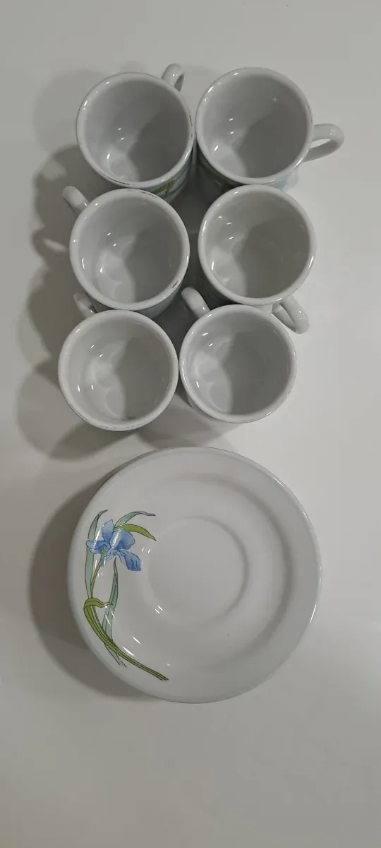 Juego 6 Tazas Café/Té Porcelana Flores