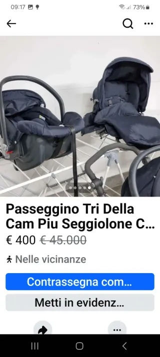 Passeggino Trio Cam Blu e Beige