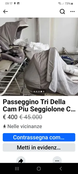 Passeggino Trio Cam Blu e Beige