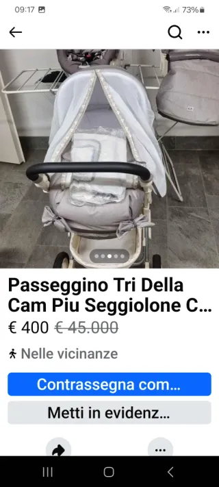 Passeggino Trio Cam Blu e Beige