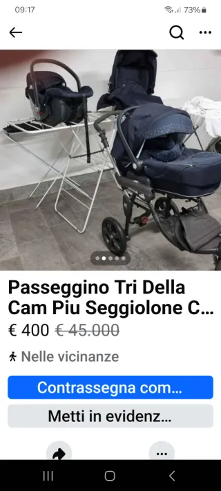 Passeggino Trio Cam Blu e Beige