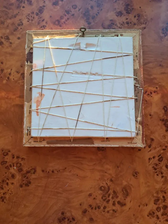 Cuadro Azulejo Virgen María Dorado