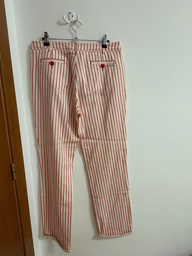 Pantalones SOUTHERN COTTON rayas rojas