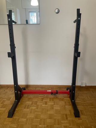 Rack squat + pesi + bilanciere + manubri