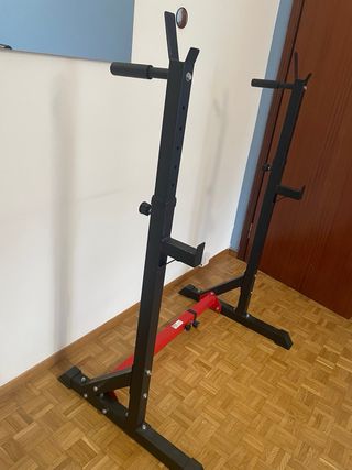 Rack squat + pesi + bilanciere + manubri