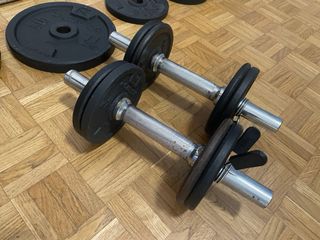 Rack squat + pesi + bilanciere + manubri