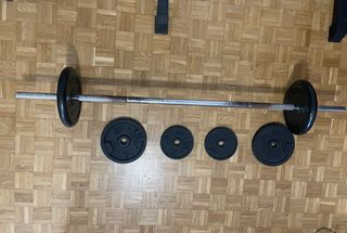 Rack squat + pesi + bilanciere + manubri